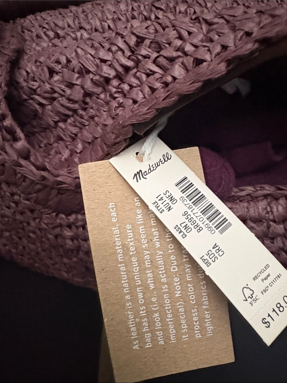 Madewell Camren  Raisin Straw Bag